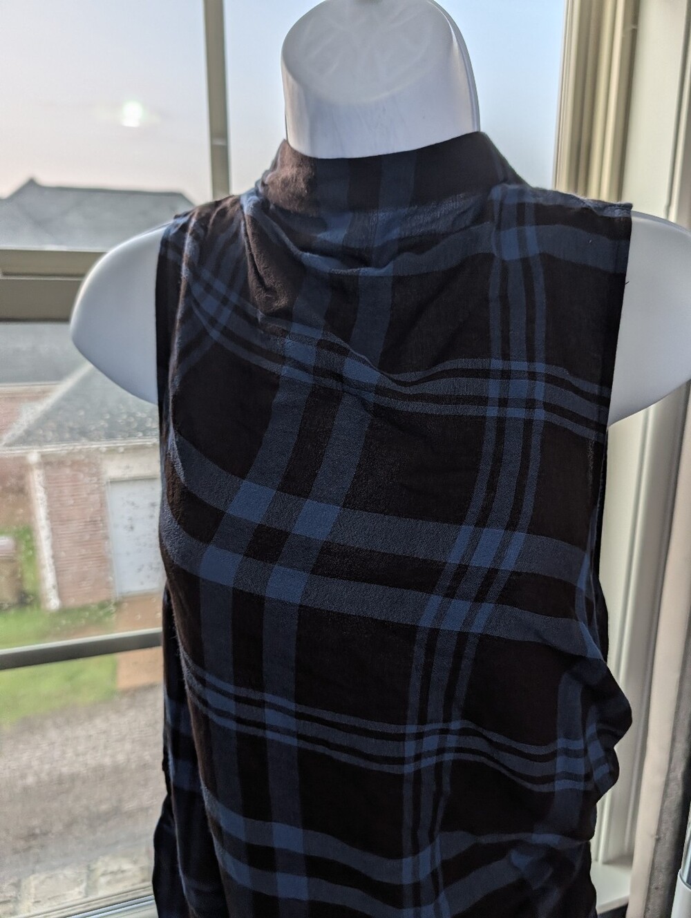ALC Blue Plaid Iggy Dress - Asymmetrical Punk Sleeveless Maxi - Picture 10 of 16